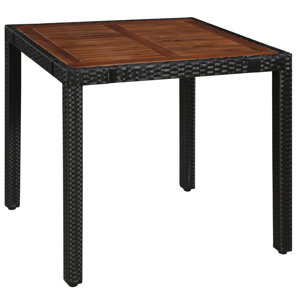 5-delige Tuinset poly rattan en acaciahout zwart