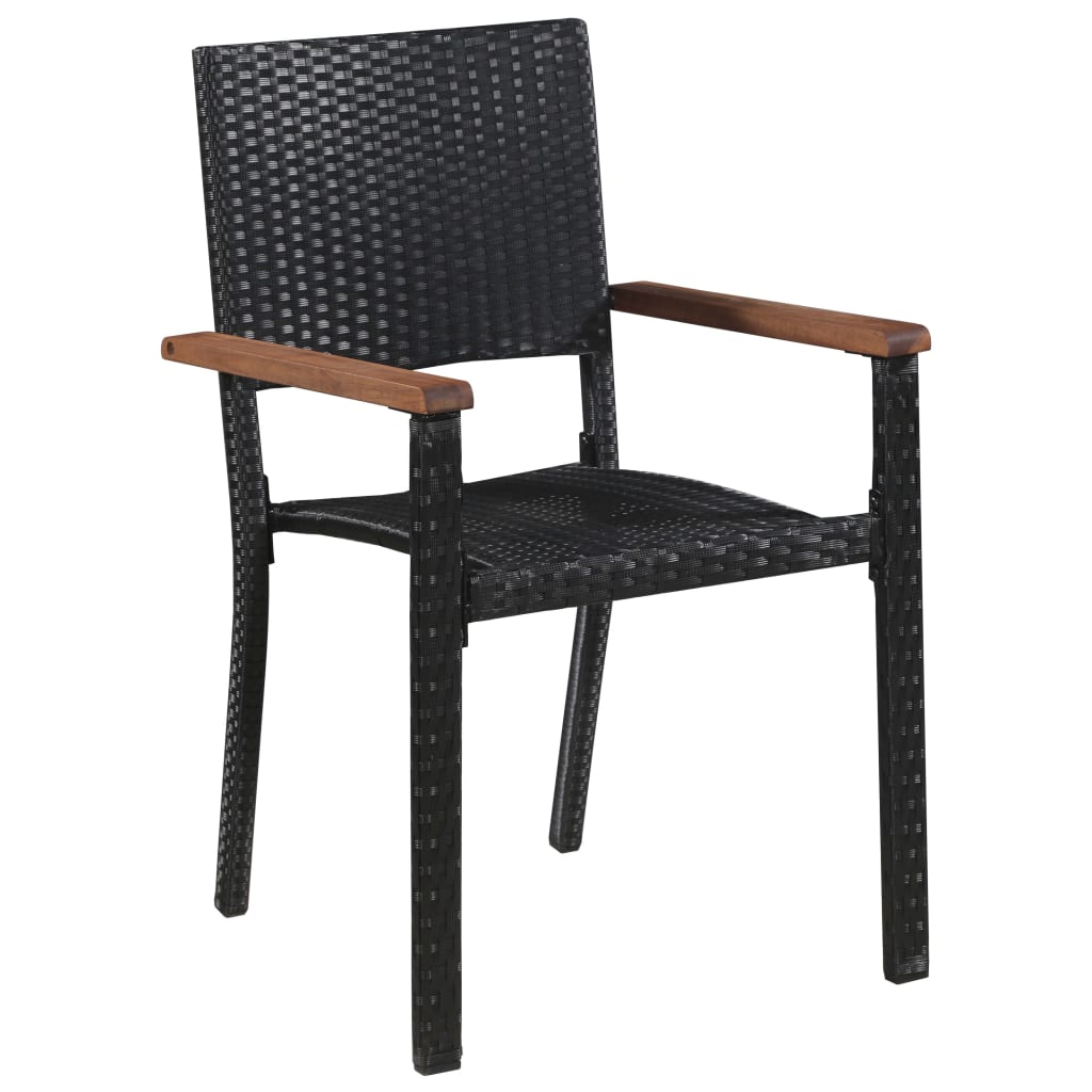 5-delige Tuinset poly rattan en acaciahout zwart