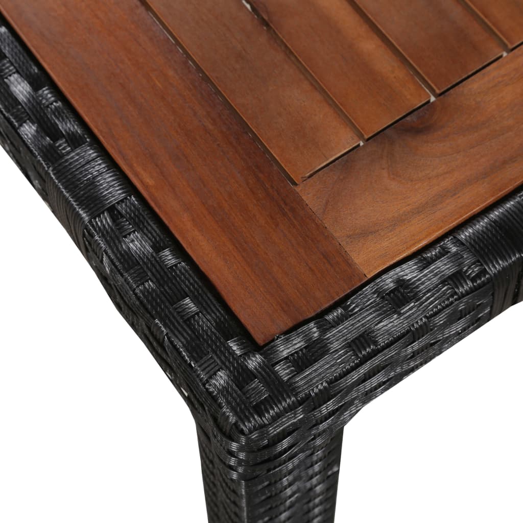 5-delige Tuinset poly rattan en acaciahout zwart