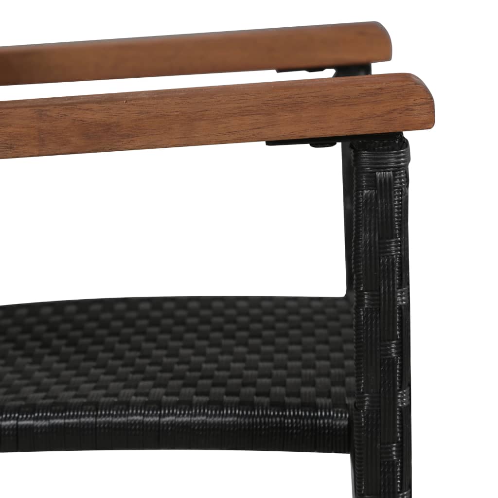 5-delige Tuinset poly rattan en acaciahout zwart