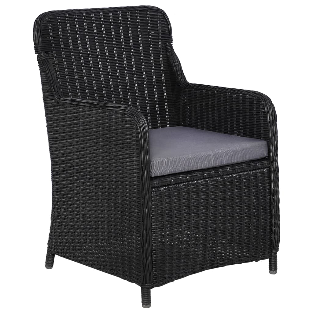Tuinstoelen 2 st met kussens poly rattan zwart