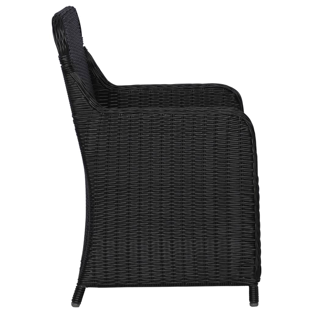 Tuinstoelen 2 st met kussens poly rattan zwart