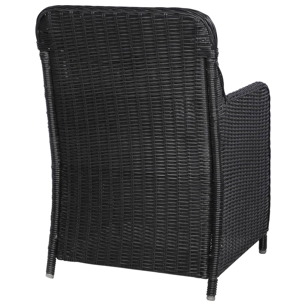Tuinstoelen 2 st met kussens poly rattan zwart
