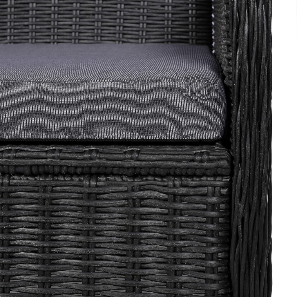 Tuinstoelen 2 st met kussens poly rattan zwart