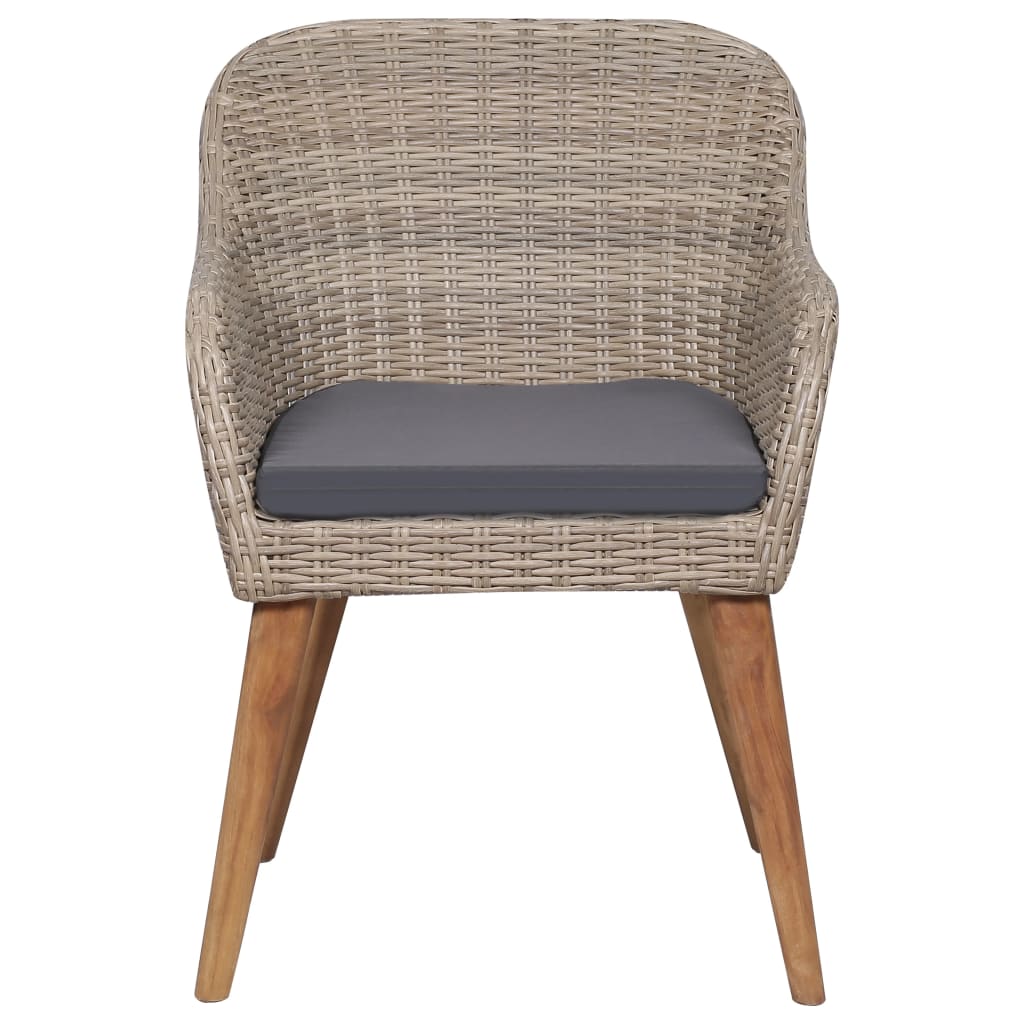Tuinstoelen 2 st met kussens poly rattan bruin