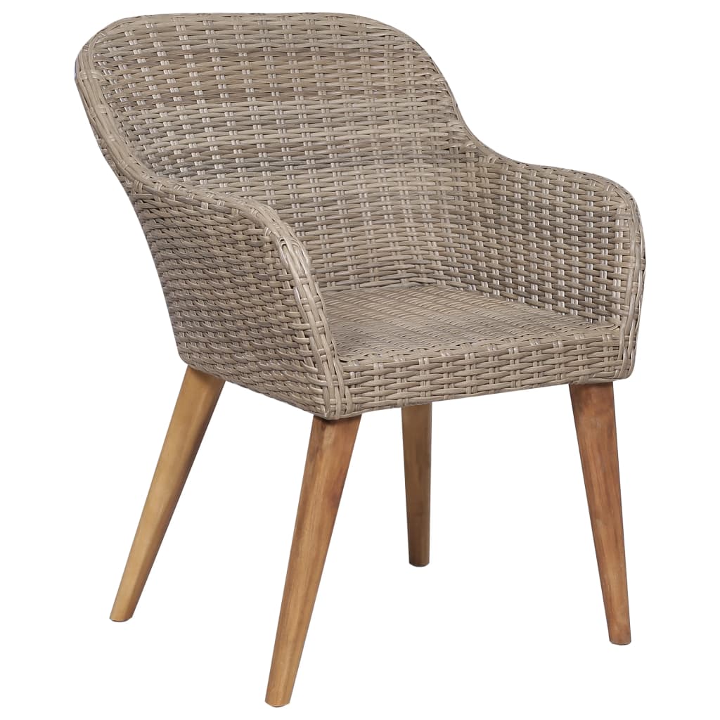 Tuinstoelen 2 st met kussens poly rattan bruin