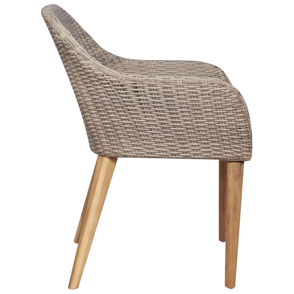 Tuinstoelen 2 st met kussens poly rattan bruin