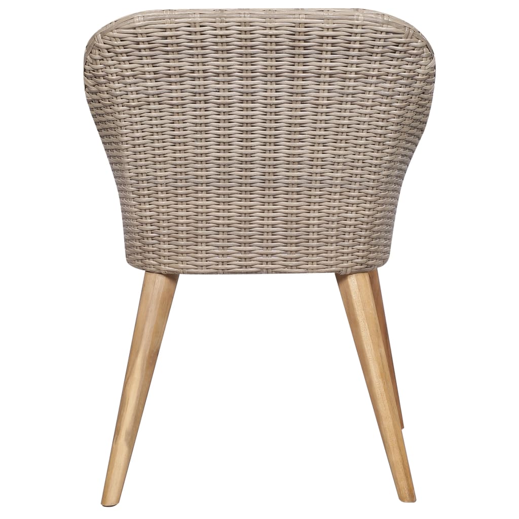 Tuinstoelen 2 st met kussens poly rattan bruin