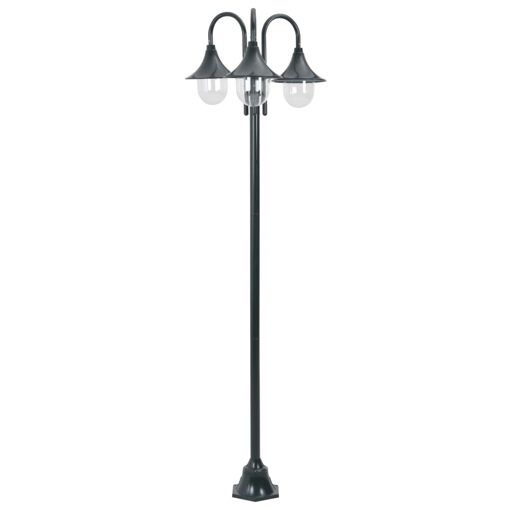 Paalverlichting tuin E27 220 cm aluminium donkergroen 3-delig