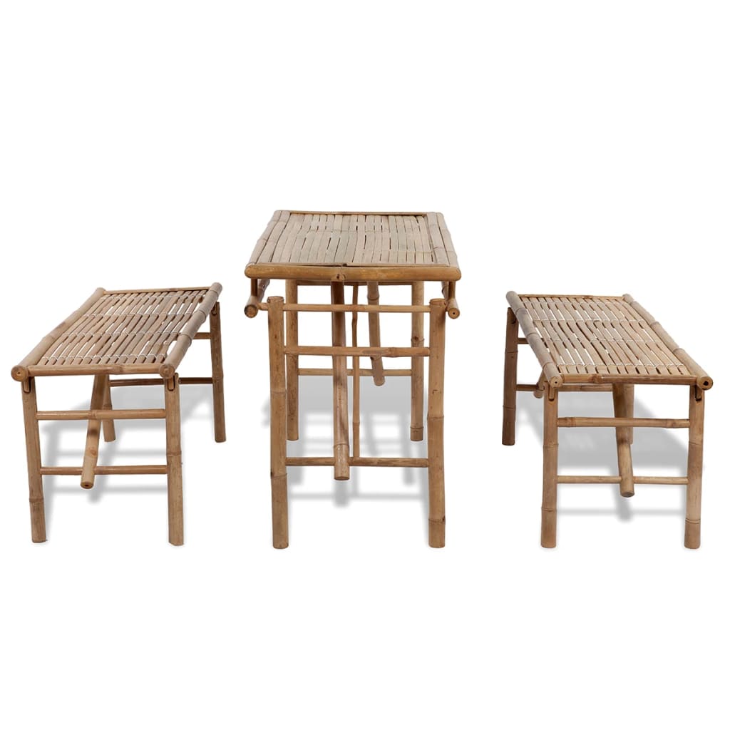 Biertafel met 2 bankjes 100 cm bamboe