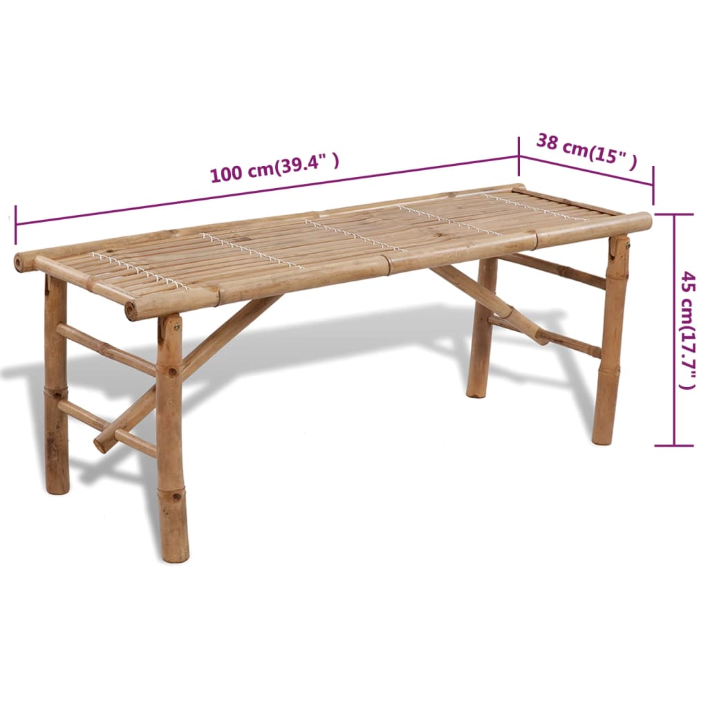 Biertafel met 2 bankjes 100 cm bamboe