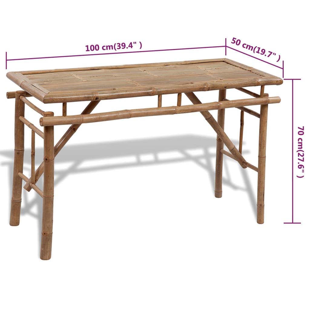 Biertafel met 2 bankjes 100 cm bamboe