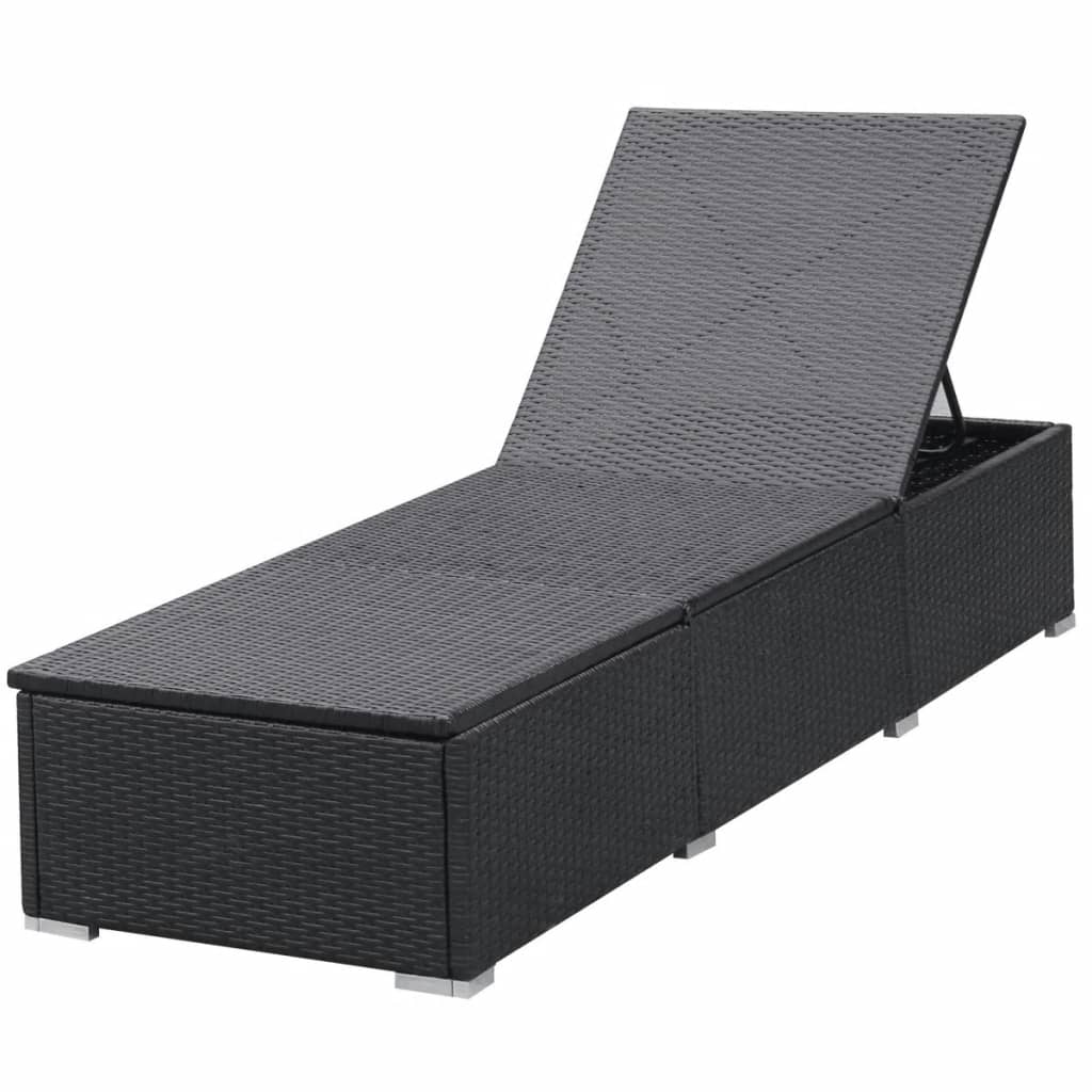 Ligbedden met kussens 2 st poly rattan zwart