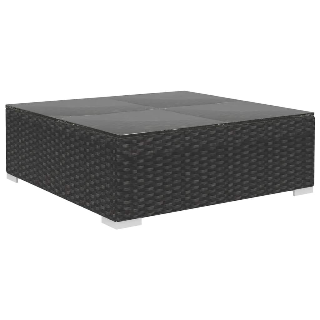 5-delige Loungeset met kussens poly rattan zwart