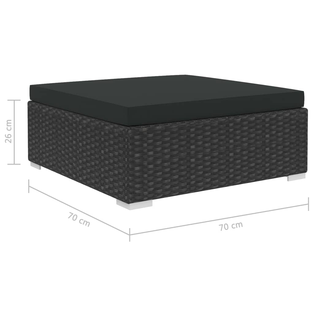 5-delige Loungeset met kussens poly rattan zwart