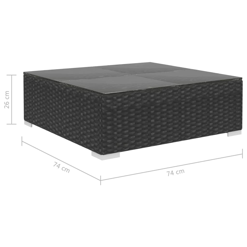 5-delige Loungeset met kussens poly rattan zwart
