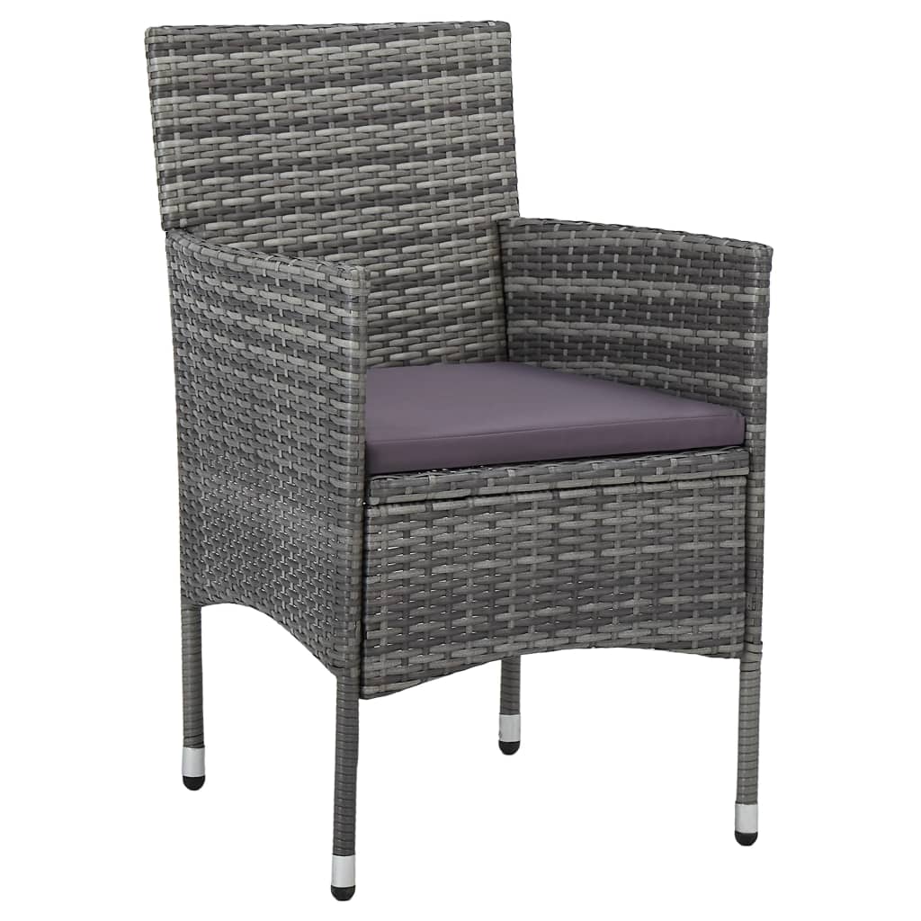 Tuinstoelen 2 st poly rattan grijs
