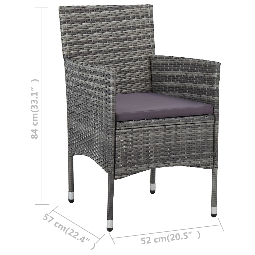 Tuinstoelen 2 st poly rattan grijs