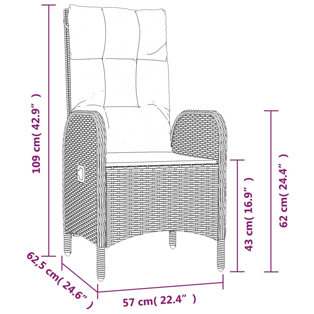 Tuinstoelen 2 st poly rattan grijs