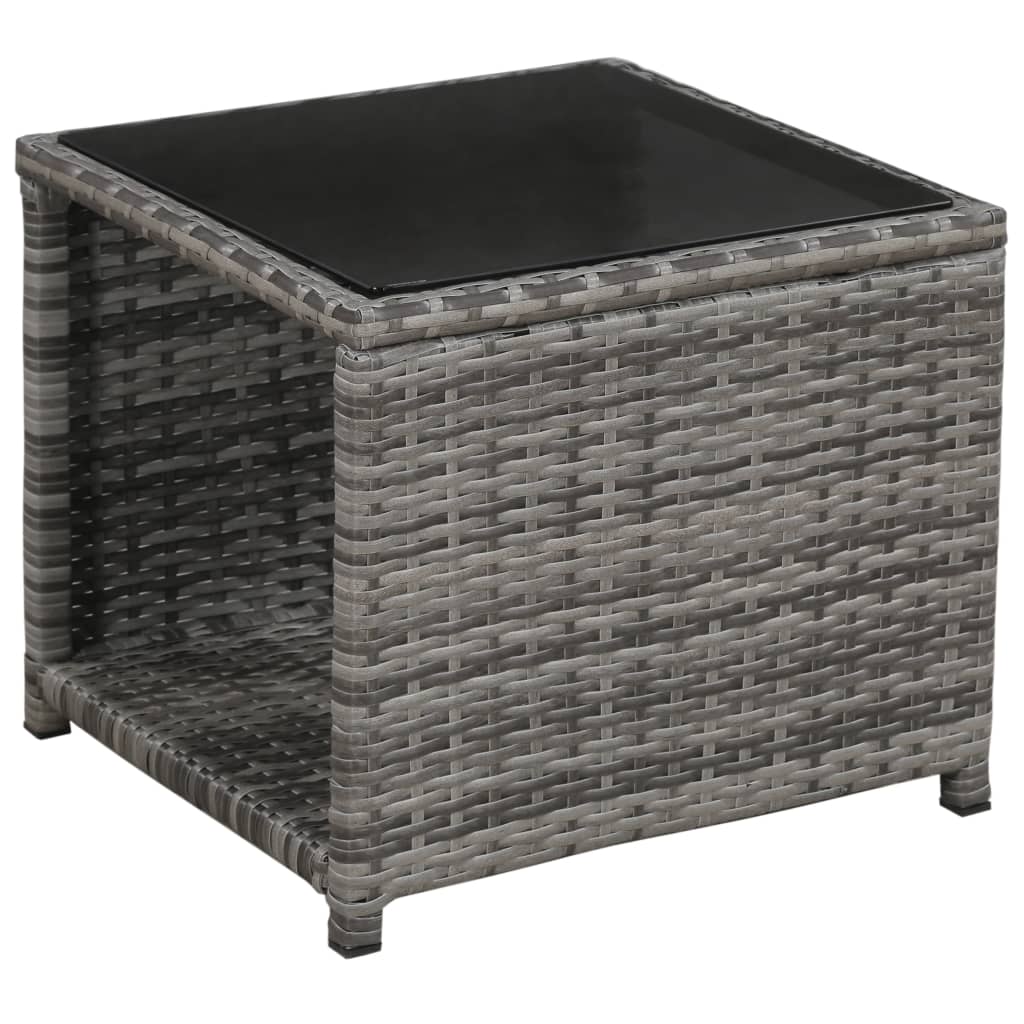 3-delige Bistroset met kussens poly rattan grijs