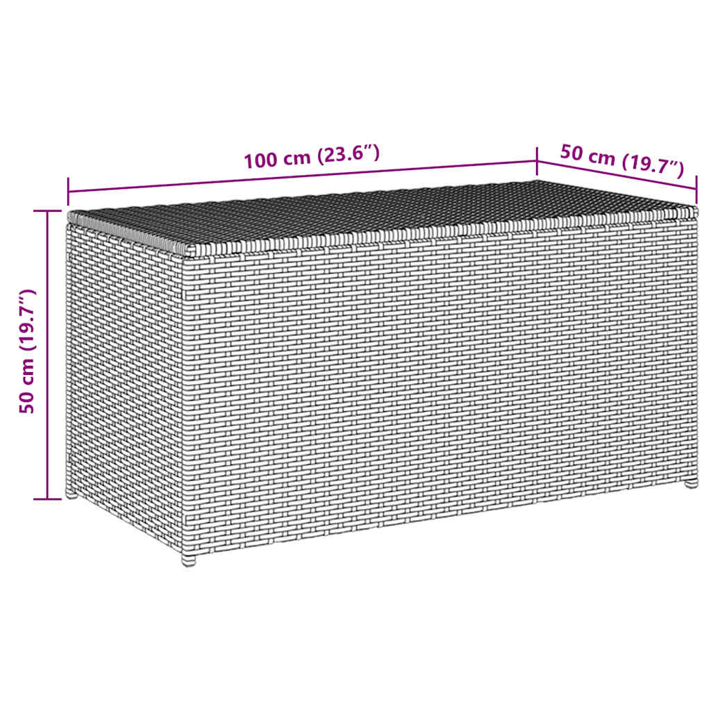 Tuinbox 100x50x50 cm poly rattan grijs