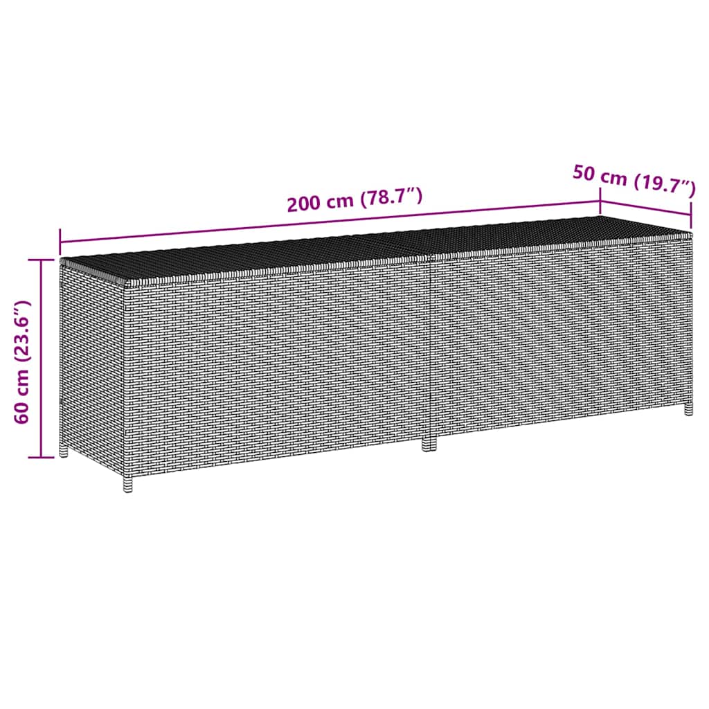 Tuinbox 200x50x60 cm poly rattan bruin