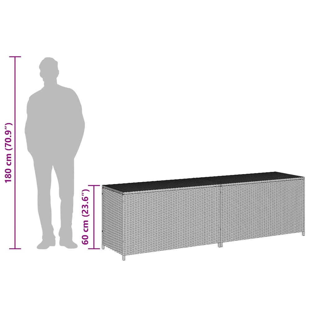 Tuinbox 200x50x60 cm poly rattan bruin