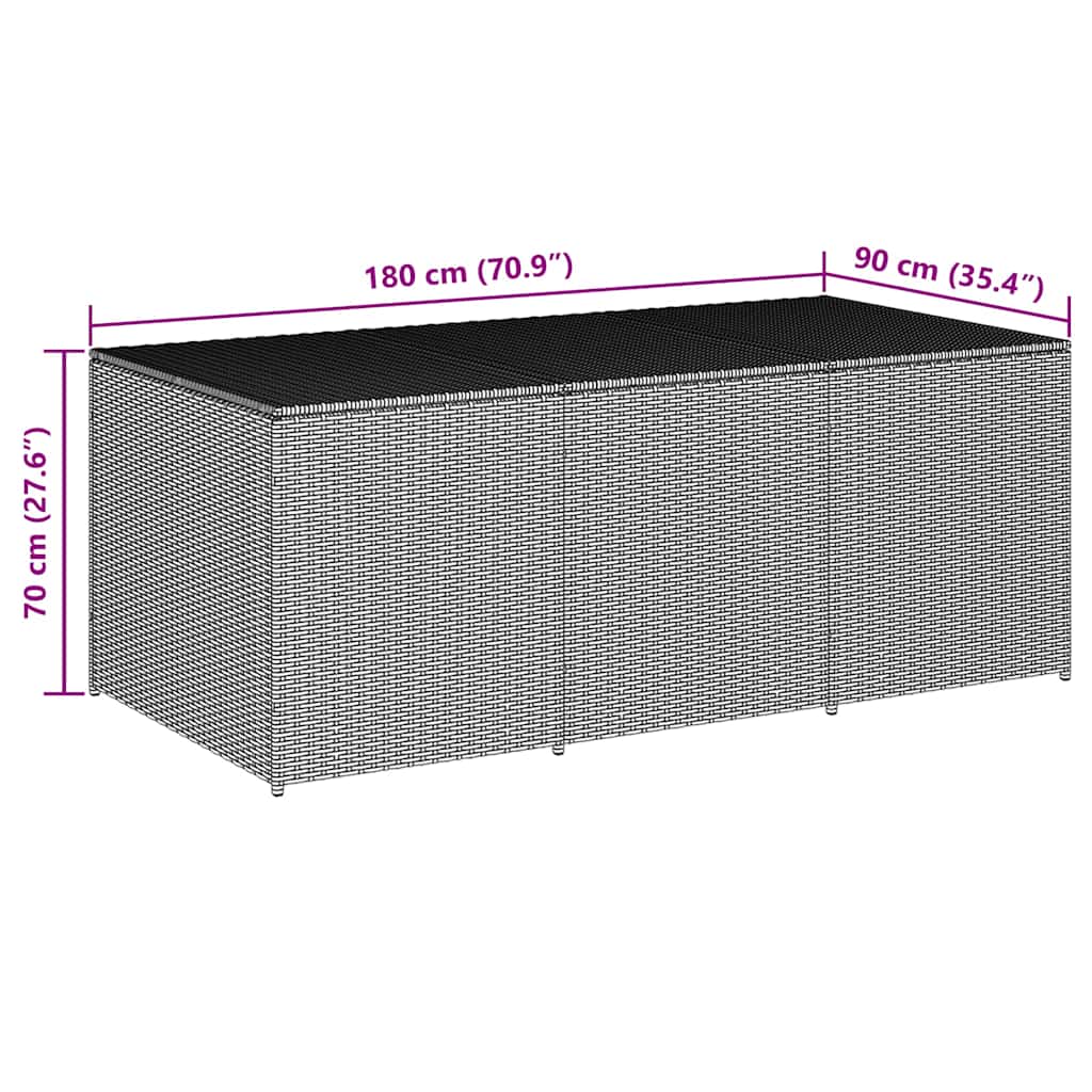 Tuinbox 180x90x70 cm poly rattan grijs