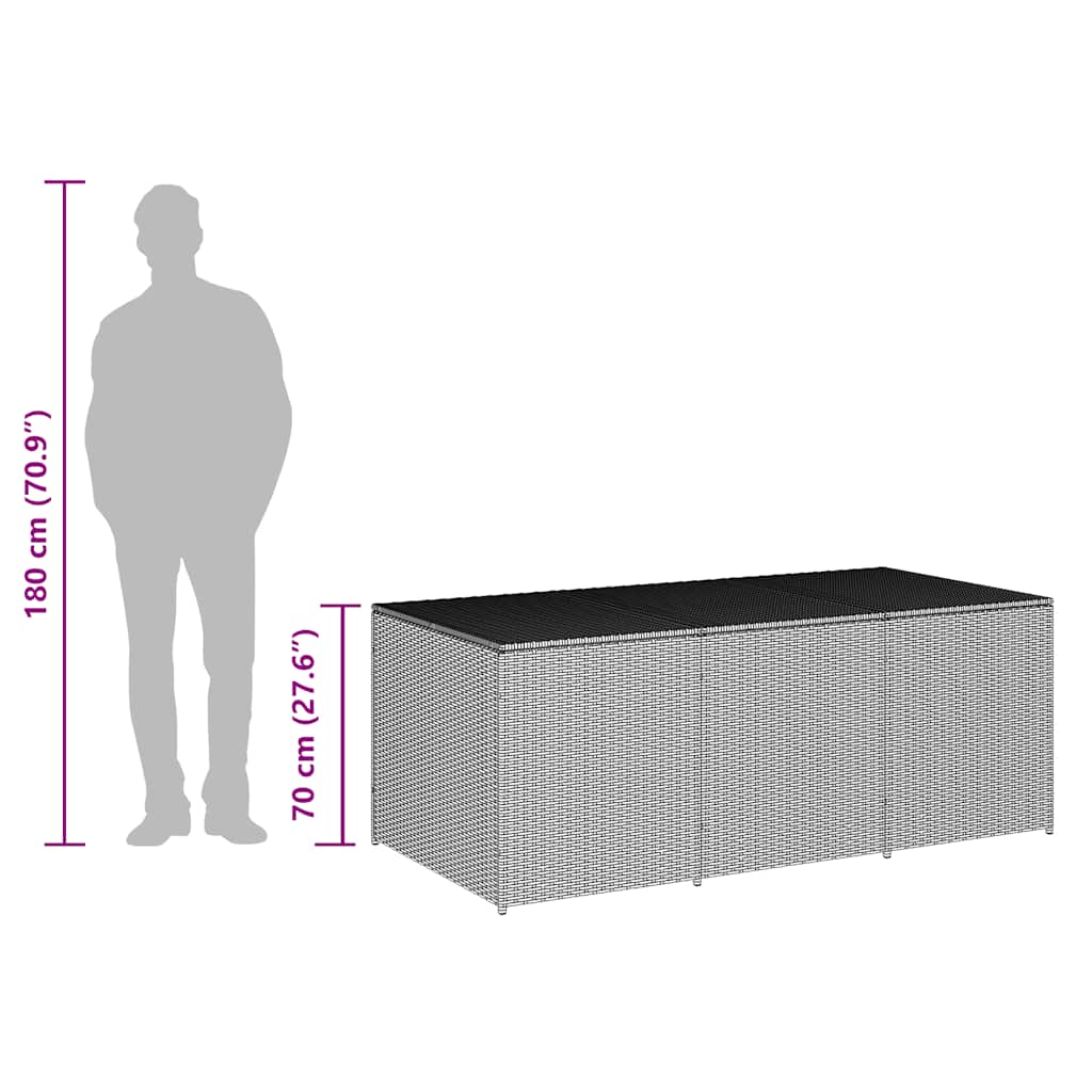 Tuinbox 180x90x70 cm poly rattan grijs