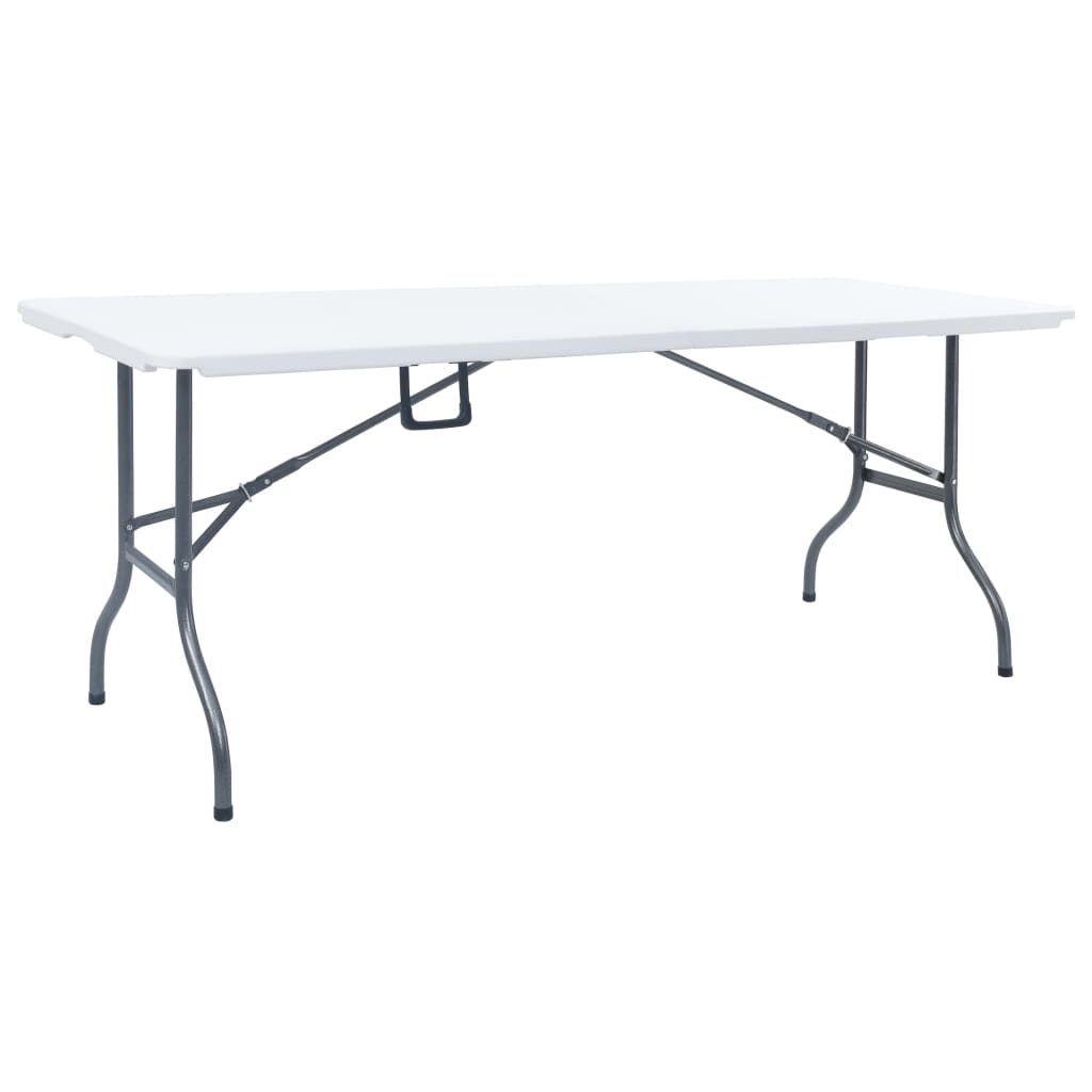 Tuintafel met 2 bankjes inklapbaar 180 cm staal en HDPE wit