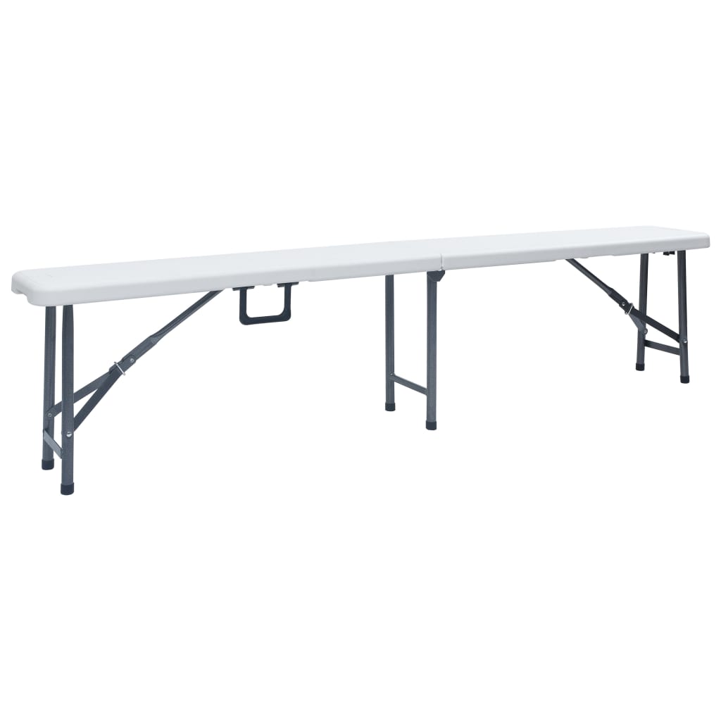 Tuintafel met 2 bankjes inklapbaar 180 cm staal en HDPE wit
