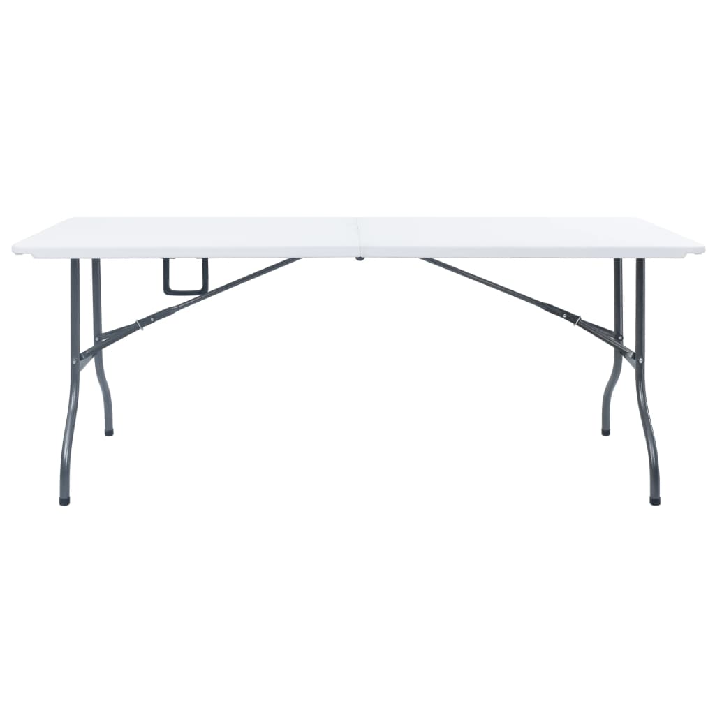 Tuintafel met 2 bankjes inklapbaar 180 cm staal en HDPE wit