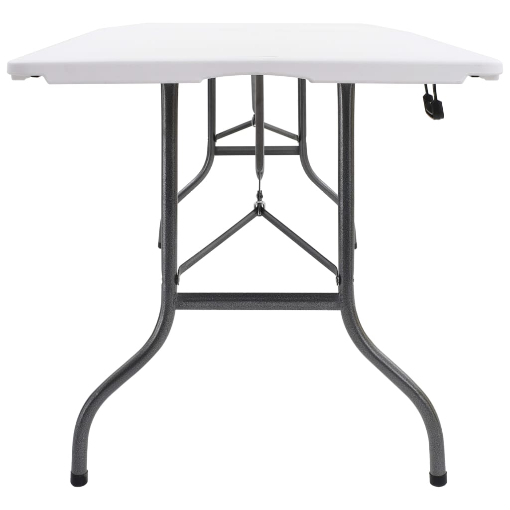 Tuintafel met 2 bankjes inklapbaar 180 cm staal en HDPE wit