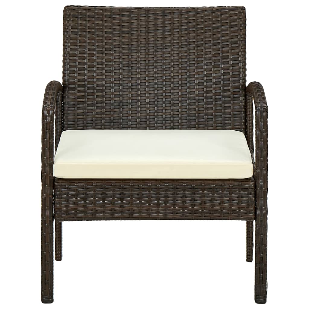 Tuinstoel met kussen poly rattan bruin