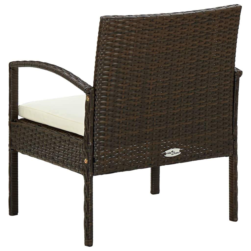 Tuinstoel met kussen poly rattan bruin