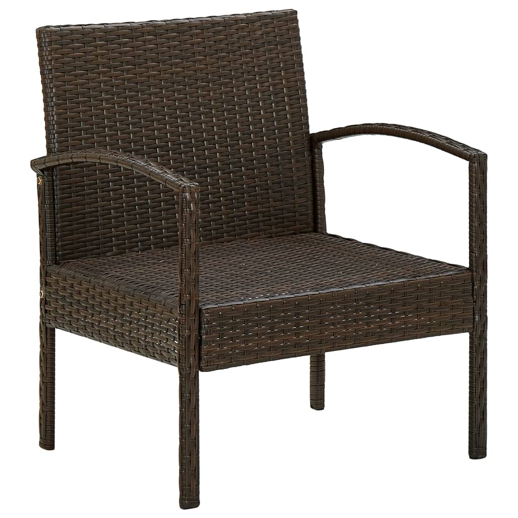 Tuinstoel met kussen poly rattan bruin