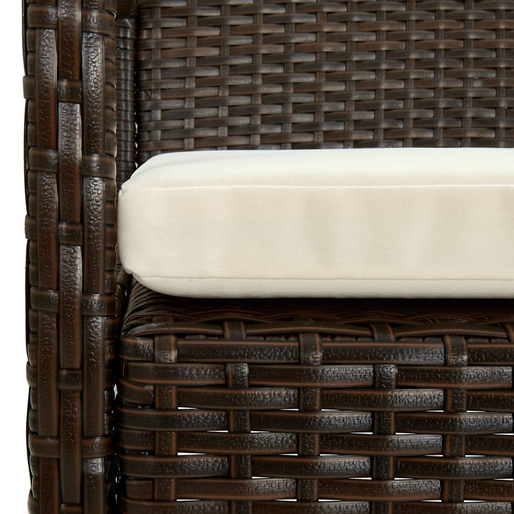 Tuinstoel met kussen poly rattan bruin