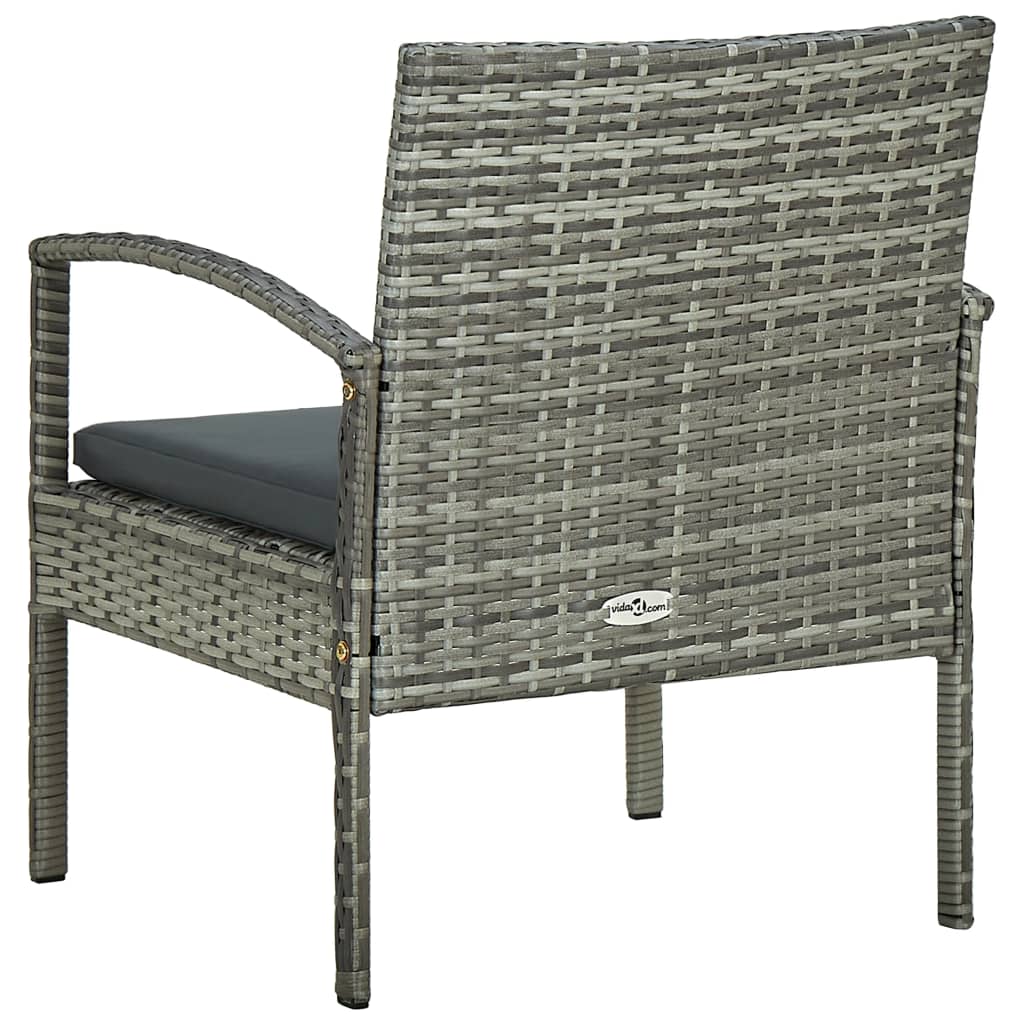 Tuinstoel met kussen poly rattan grijs