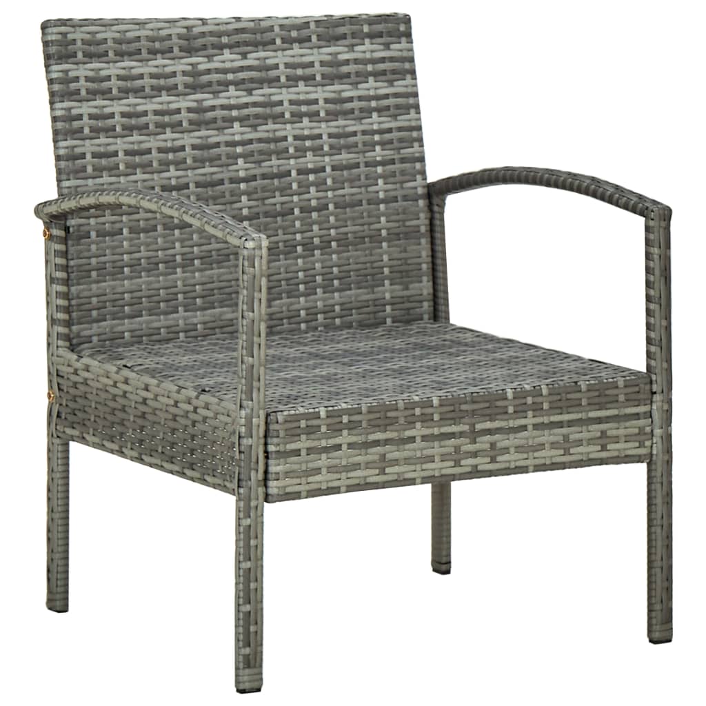 Tuinstoel met kussen poly rattan grijs