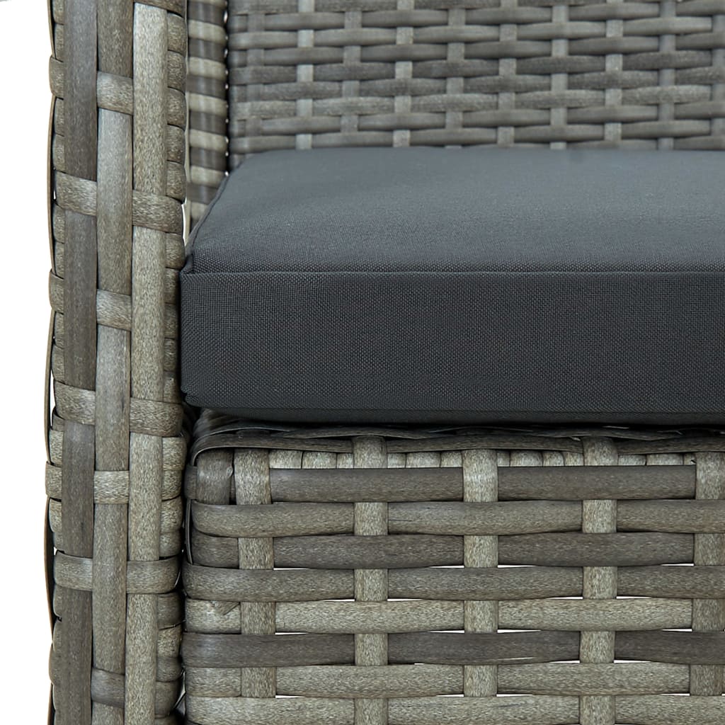 Tuinstoel met kussen poly rattan grijs