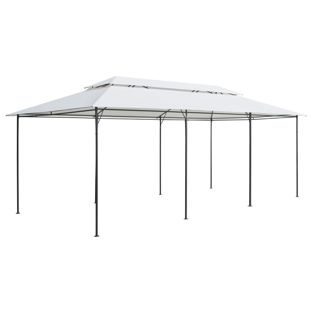 Prieel met gordijnen 180g/m² 600x298x270 cm wit