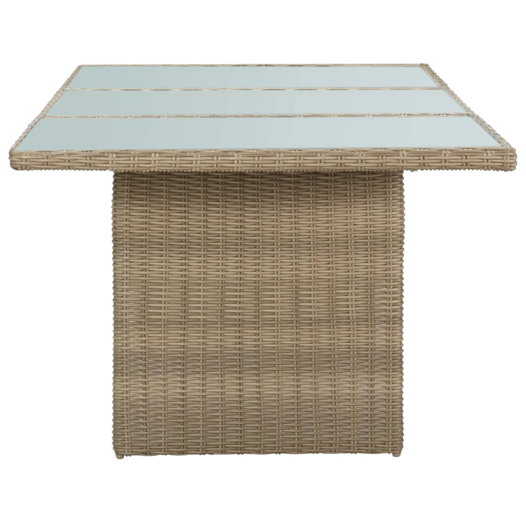 Tuintafel 200x100x74 cm glas en poly rattan bruin