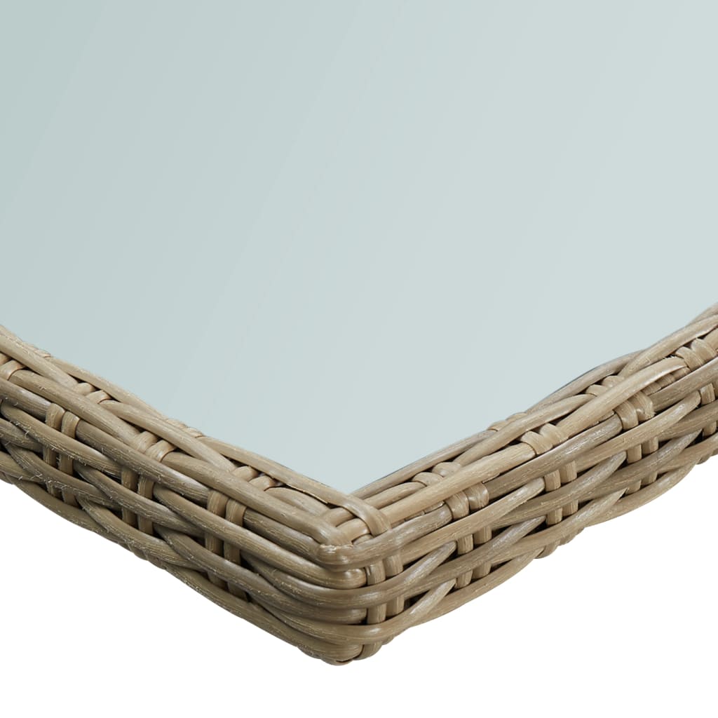 Tuintafel 200x100x74 cm glas en poly rattan bruin