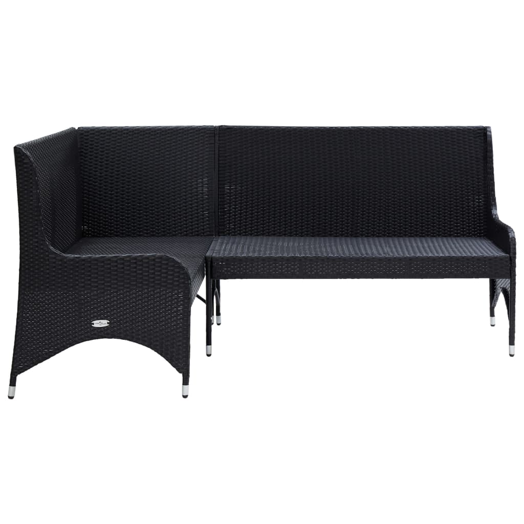 Tuinhoekbanken 2 st poly rattan zwart