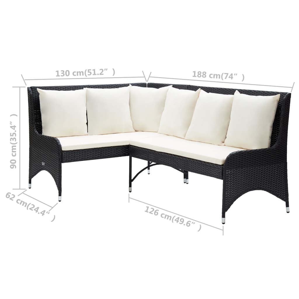 Tuinhoekbanken 2 st poly rattan zwart
