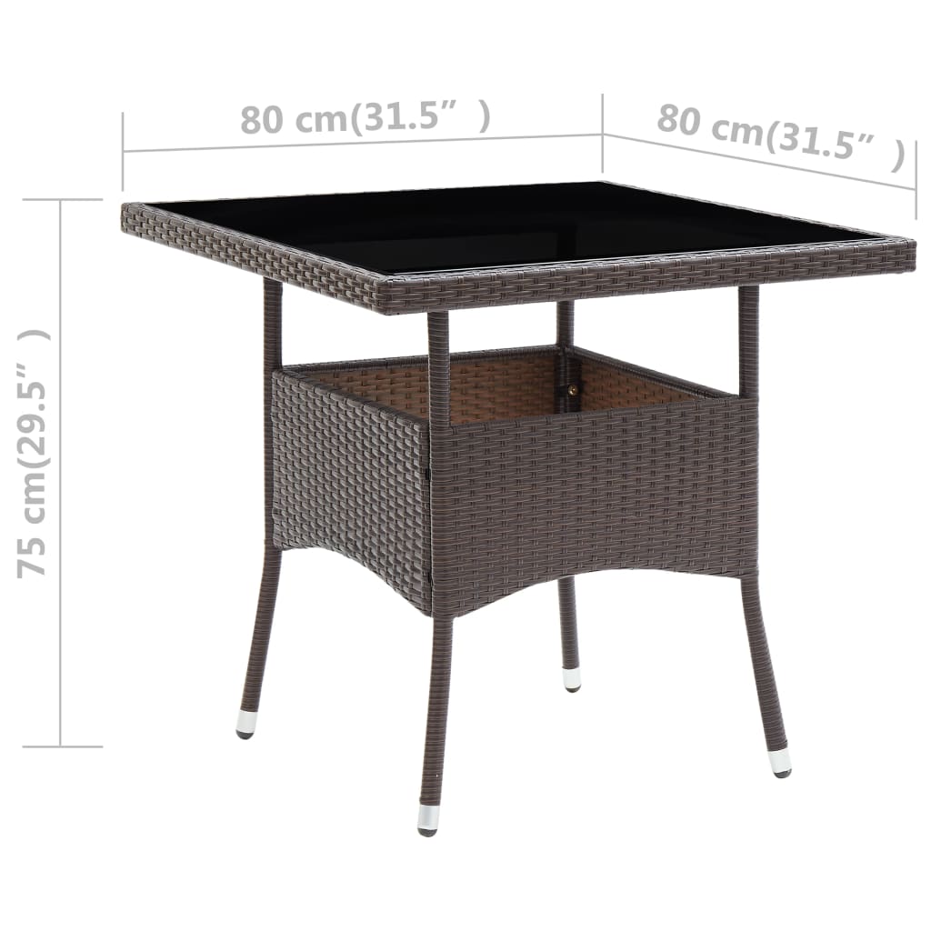 Tuintafel poly rattan bruin