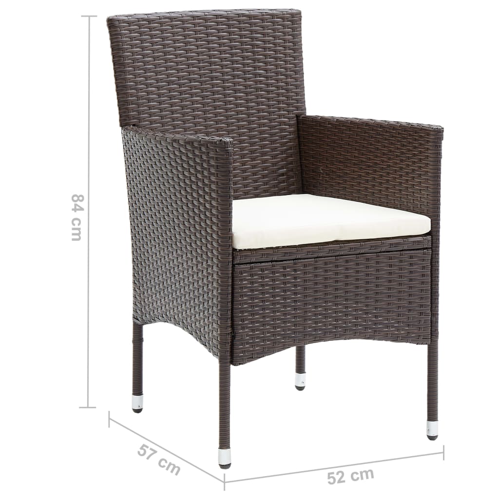 Tuinstoelen 2 st poly rattan bruin