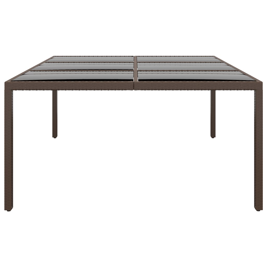 Tuintafel met glazen blad 200x150x75 cm rattan bruin