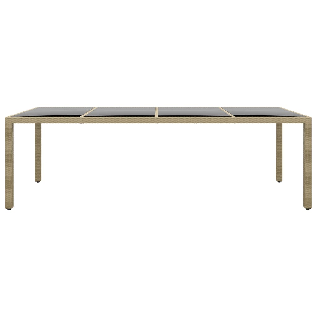 Tuintafel met glazen blad poly rattan beige
