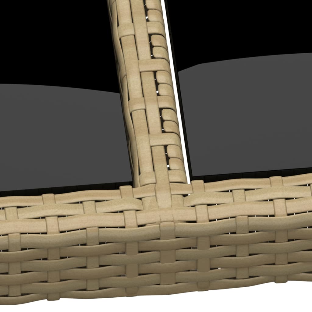 Tuintafel met glazen blad poly rattan beige